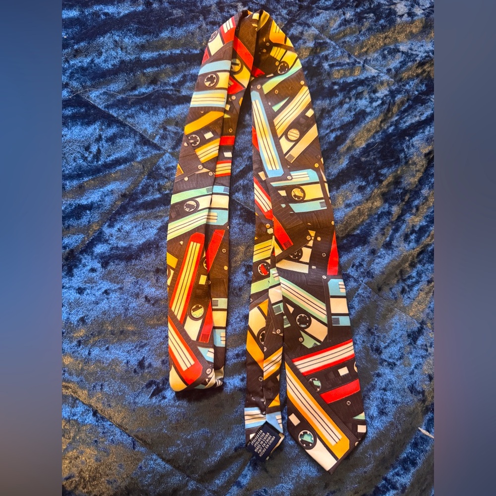 SOLD Cassette Tape Necktie Penguin By Munsingwear Old School Slim Tie